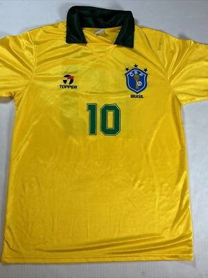 VTG Topper Brazilian National Soccer Team Jersey Yellow #10 Men’s Size Large CBF - Image 1 of 4