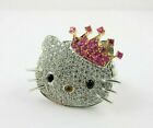 2Ct Lab Created Diamond Crown Hello Kitty Engagement Ring 14k White Gold Finish