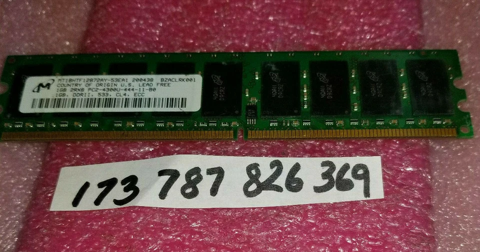 1GB 240p PC2-4200 CL4 18c 64x8 DDR2-533 2Rx8 1.8V ECC DIMM - Image 1 of 1