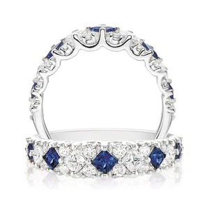 Vera Wang Love Collection Sapphire & CZ Diamond Channel Ring Bezel Set in Silver - Picture 1 of 1