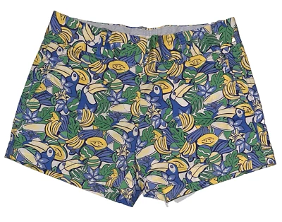 VINEYARD VINES BLUE YELLOW GREEN TOUCAN FRUIT & FLORAL SHORTS SIZE 00 LAST PAIR! - Image 1 of 4