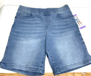 DKNY WOMEN'S BERMUDA COMFORT STRETCH PULL ON SHORTS MED WASH BLUE XS NWT - Picture 1 of 13