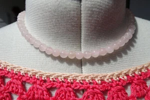 Rosenquarzkette, Halskette, Collier ca. 41 cm lang - Bild 1 von 7