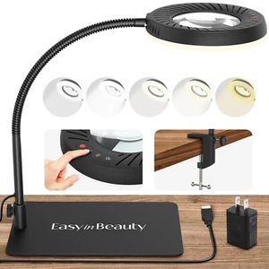 Easyinbeauty Lupe mit Licht und Ständer, 5 Farbmodi & 9 Stufen einstellen - Bild 1 von 7