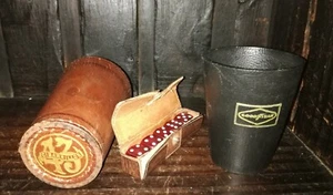 VINTAGE RARE LEATHER DICE CUP ARGENTINA LOT RED DICES & GOODYEAR & 43 CIG ADS - Picture 1 of 6