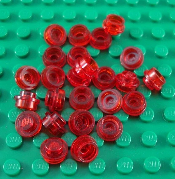 LEGO Lot of 25 Translucent Red 1x1 Round Plates - Image 1 of 1