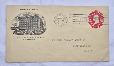 1910 SF S. E. Cor. Davis & Pacific STS Advertising on Washington 2c Cover - Image 1 of 2