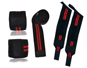 HAND WRIST KNEE WRAP SUPPORT POWERLIFTING STRAP BRACE POWER BANDAGE GYM TRAINING - Picture 1 of 1