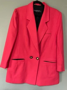 LOUIS FERAUD VINTAGE LIGHT WOOL LONG BLAZER IN SALMON TWO-BUTTON FRONT 12 - Picture 1 of 17
