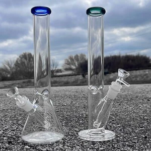 10" Tall Clear 38x4mm Glass Ripper Bong Beaker or Straight Hookah Water Pipe - Picture 1 of 4