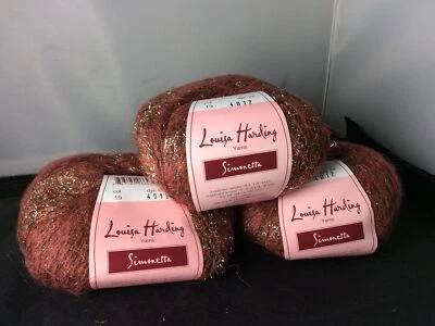 3 SKEINS - Louisa Harding SIMONETTA 19 Red Gold Lot - Image 1 of 3