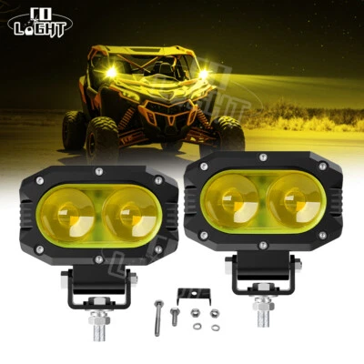 For 2017+ Can-Am Maverick X3 MAX Pair 4"in LED Cube Work Lights Yellow Spot Pods - Image 1 of 4