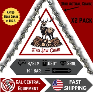 2-PACK 14" Chainsaw chain PORTLAND/Harbor 67255 64497 FULL CHISEL 3/8LP 52DL 05 - Picture 1 of 4