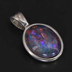 VTG Sterling Silver - Australian Opal Cabochon Necklace Pendant - 1g - Picture 1 of 5