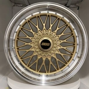 135 18 inch Gold with Polish Lip Rim fits 5x114.3 CB74.1 - Picture 1 of 10