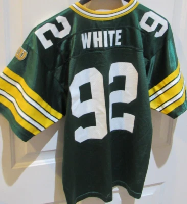 VTG 1990's REGGIE WHITE GREEN BAY PACKERS NFL Football Jersey Wilson Boy's Large - Image 1 of 4