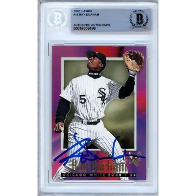 Tarjeta firmada por Ray Durham 1997 Skybox EX-2000 #14 MLB AUTOMÁTICA Beckett Slab White Sox Foto 1 de 4