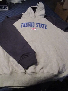 NWT OVB FRESNO STATE BULLODGS MENS EMBROIDERED HOODED SWEATSHIRT GRAY/BLACK SM - Picture 1 of 2