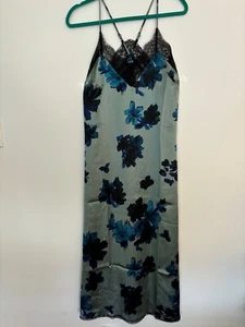 House of Harlow 1960 Floral Satin Spaghetti Midi Slip Dress Lace Details Size XS - Picture 1 of 10