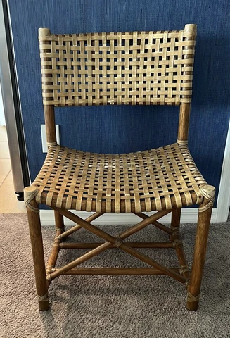 Dining Chair John McGuire Authentic Original Timber with Woven Leather 1960s Cover