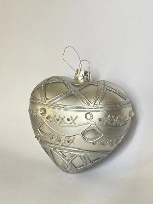 Pallina di Natale Decorazione Cuore Vetro Ice Argento HOFF Interieur - Immagine 1 di 2