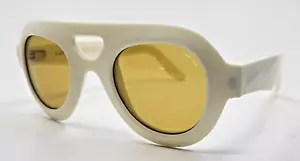 Lapima Milly Natural White Vintage with Brown/Amber Solid Lenses Sunglasses NIB - Foto 1 di 4