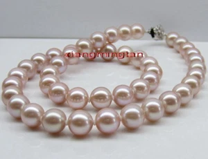 round AAAAA 18"11-12mm REAL natural south sea PINK PURPLES pearl necklace 14K - Picture 1 of 5