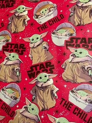 PLUS MARK LLC Mandalorian RED Child Grogu Baby Yoda Gift Wrapping Paper 2 Yrd FOLDED Decoupage