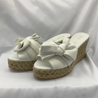 Stuart Weitzman Loveknot Espadrille Wedge Slide Raffia Size 9.5 NEW - Image 1 of 4