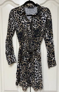 Abito camicia Abercrombie manica lunga bottoni davanti stampa leopardata colletto taglia small - Foto 1 di 10