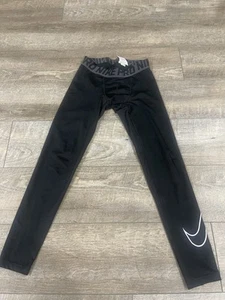 Nike Pro Dri-Fit Black Compression Tights with Swoosh Logo Boys Size Large - Picture 1 of 2