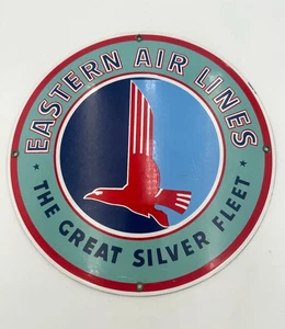 Eastern Air Lines Vintage Ande Rooney Porcelain Enameled Round Metal Sign - Picture 1 of 5