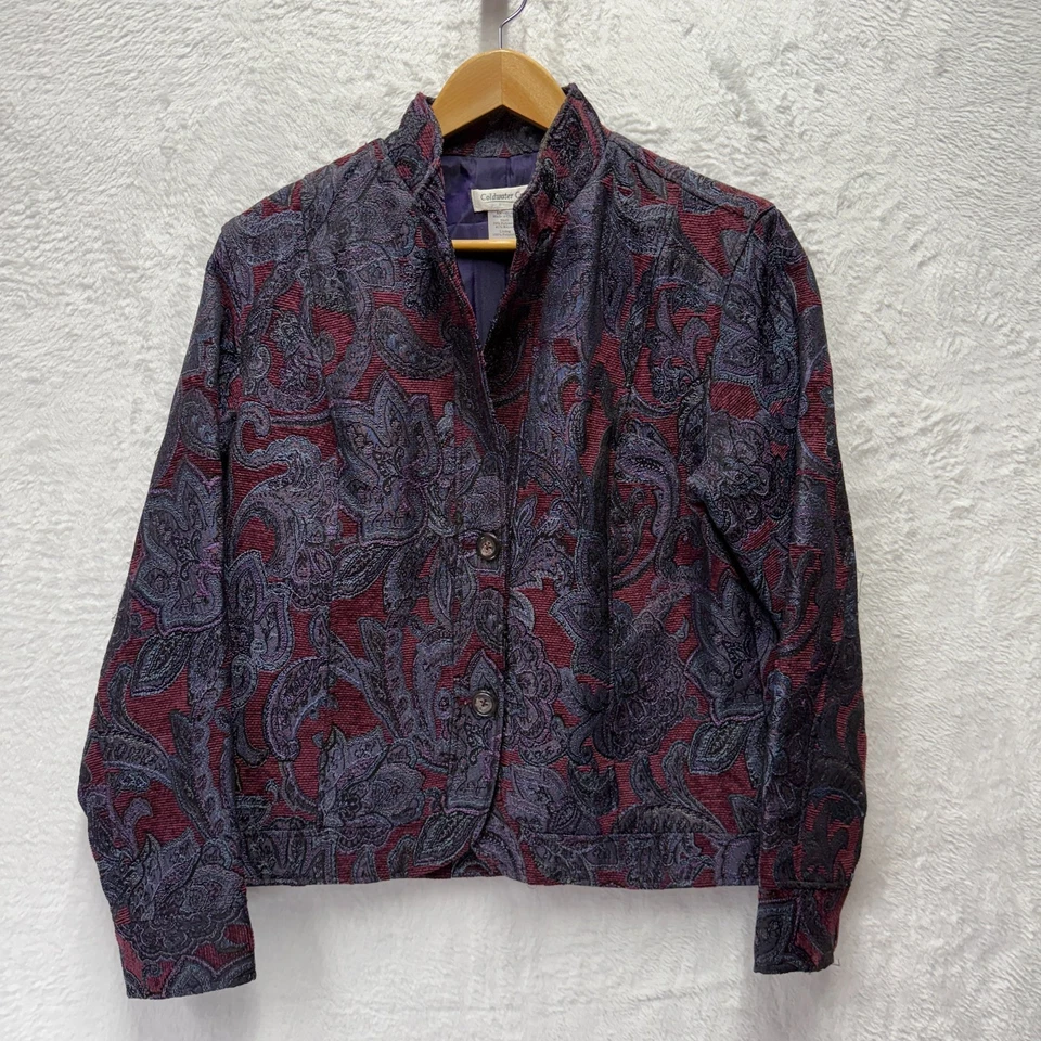 Vintage Coldwater Creek Tapestry Jacket Womens Medium Purple Floral Lined Mature - Image 1 of 4