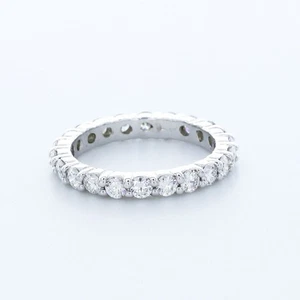 1 1/2ct G VS2 Round Natural Certified Diamonds 18k Gold Classic Eternity Ring - Picture 1 of 3