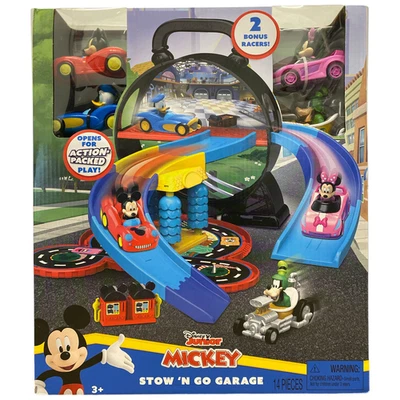 Disney Junior Mickey Mouse Stow n Go Garage Playset, 14 Pieces - Image 1 of 2