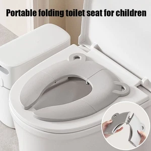 Cojín de asiento de inodoro plegable para niños portátil ayuda de entrenamiento para ir al baño gris PP - Imagen 1 de 22