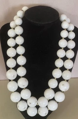 R.J. Graziano White HSN Double Strand Large Faux Pearls With Crystals - Image 1 of 4