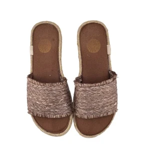 Nahlo Rattan Brown Slide Sandals Size 9M - Picture 1 of 8