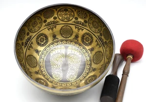 12 Zoll Klangschalen - Füße geschnitzt heilige Geometrie Heilung Meditation Yoga - Bild 1 von 4