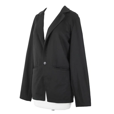 Allegra K Sz 38 Black Collared V Neck Button Pockets 100% Polyester Blazer - Image 1 of 4