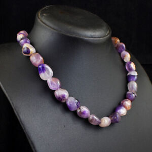 364 Cts Earth Mined Single Strand Bi-Color Amethyst Beads Necklace JK 12E359