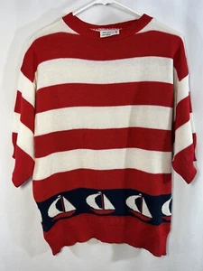Vintage kurzärmeliges T-Shirt Indian Harbour Pullover von USA Acryl Pullover M - Bild 1 von 12