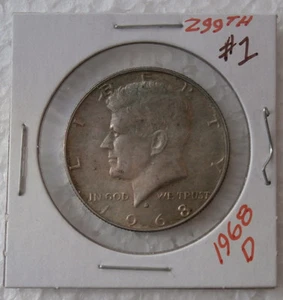 1968-D J.F. KENNDY HALF DOLLAR "Missing Hair" - Picture 1 of 4