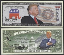 Re-Elect Trump 2020 Million Dollar Bill Fake Play Funny Money + FREE SLEEVE