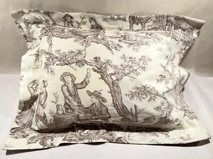 Pierre Frey France French Country Reversible Toile Boudoir Pillow Mocha 17”x21” - Picture 1 of 12