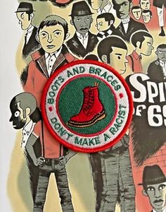 Skinheads: STIEFEL & HOSENTRÄGER MACHEN KEINEN RASSISTEN bestickt Bügelbild Aufnäher Patch - Bild 1 von 3