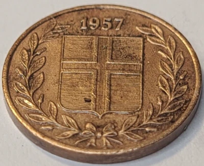 1957 Iceland 1 Eyrir Coin KM# 8 US SELLER - Image 1 of 2