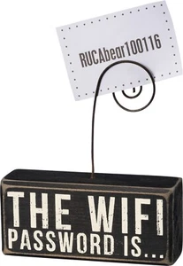 Holz Foto Halter Block, das WLAN-Passwort ist... Primitives von Kathy - Bild 1 von 2