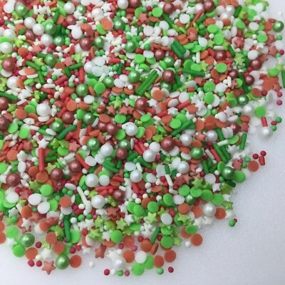 SPRINKLES BY POST Christmas Cupcake Sprinkles Mix Edible Red Green Cake Decorations Xmas Toppers