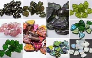 11MM  CZECH GLASS PRESSED LEAF DROP BEADS FOR JEWELLERY MAKING -  (20PCS)